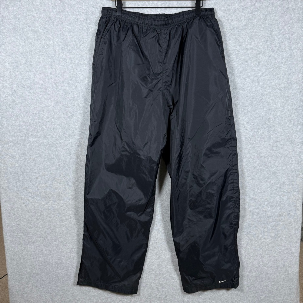 Nike Mens XL Extra Large Black Nylon Windbreaker Track Pant Jersey Lined Vintage